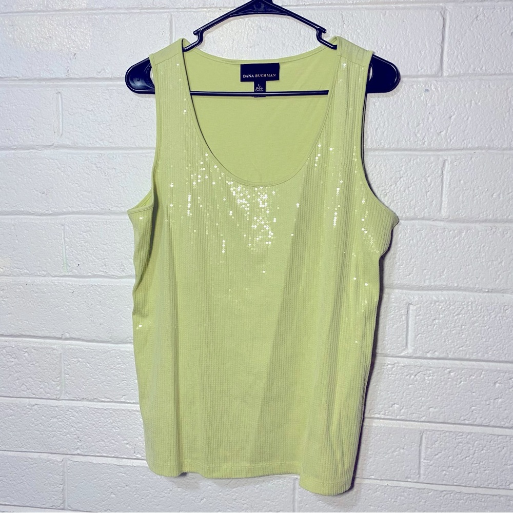 Dana Buchman Lime Green Sequin Tank Top